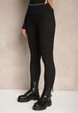 Czarne Legginsy Prążkowane High Waist Ocieplane Polarem Nelindor