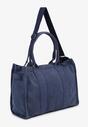 Granatowa Torebka Typu Shopper z Plecionki Sevisha