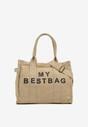 Beżowa Torebka Typu Shopper z Plecionki Sevisha