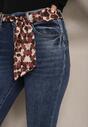 Niebieskie Jeansy Skinny z Efektem Push Up i Wiązanym Paskiem w Cętki Tenamia