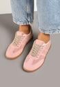 Różowe Casualowe Sneakersy z Ekozamszu na Płaskiej Podeszwie Pemeriana