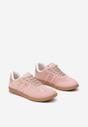 Różowe Casualowe Sneakersy z Ekozamszu na Płaskiej Podeszwie Pemeriana