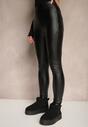 Czarne Spodnie z Ekoskóry Skinny High Waist Ocieplane Polarową Wyściółką Lavimi