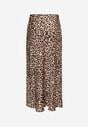 Brązowa Spódnica High Waist ze Zwierzęcym Printem i Gumką w Talii Dimella