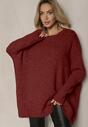 Bordowy Casualowy Sweter Oversize Allethia