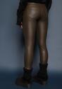 Brązowe Legginsy z Imitacji Skóry High Waist z Ociepleniem Felilith
