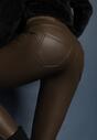 Brązowe Legginsy z Imitacji Skóry High Waist z Ociepleniem Felilith
