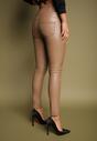 Ciemnobeżowe Legginsy z Imitacji Skóry High Waist z Ociepleniem Felilith