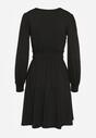 Czarna Sukienka z Wiskozą o Rozkloszowanym Kroju Selaitea
