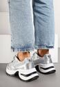 Srebrne Brokatowe Sneakersy w Streetwearowym Stylu na Piankowej Podeszwie Felindris