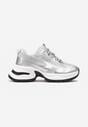 Srebrne Brokatowe Sneakersy w Streetwearowym Stylu na Piankowej Podeszwie Felindris