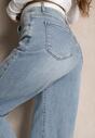 Jasnoniebieskie Jeansy High Waist z Szeroką Nogawką Isvila
