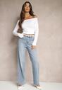 Jasnoniebieskie Jeansy High Waist z Szeroką Nogawką Isvila