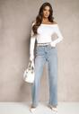 Jasnoniebieskie Jeansy High Waist z Szeroką Nogawką Isvila