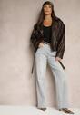 Jasnoniebieskie Jeansy High Waist o Szerokim Kroju Felwenna