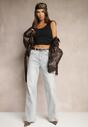 Jasnoniebieskie Jeansy High Waist o Szerokim Kroju Felwenna
