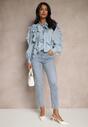 Niebieskie Jeansy Mom Fit High Waist Delonwen