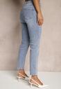 Jasnoniebieskie Jeansy High Waist o Kroju Mom Fit Delarinor