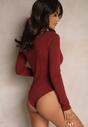Bordowe Body z Bawełny o Koszulowym Kroju Longsleeve Raviriel