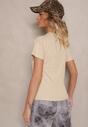 Beżowy Casualowy Bawełniany T-shirt Rivali