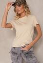 Beżowy Casualowy Bawełniany T-shirt Rivali