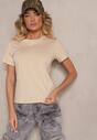 Beżowy Casualowy Bawełniany T-shirt Rivali