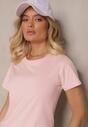 Różowy Casualowy Bawełniany T-shirt Rivali