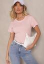 Różowy Casualowy Bawełniany T-shirt Rivali