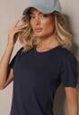 Granatowy Casualowy Bawełniany T-shirt Rivali