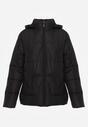 Czarna Pikowana Kurtka Przejściowa z Kapturem Silidi