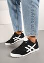 Czarne Sneakersy na Płaskiej Podeszwie z Geometrycznym Wzorem Rivmi