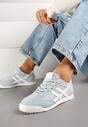 Jasnoniebieskie Sneakersy na Płaskiej Podeszwie z Geometrycznym Wzorem Rivmi