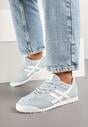 Jasnoniebieskie Sneakersy na Płaskiej Podeszwie z Geometrycznym Wzorem Rivmi