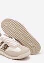 Beżowe Sneakersy w Stylu Tenisówek Ozdobione Paskami w Panterkę Lilmi