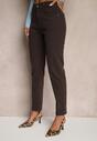 Ciemnobrązowe Jeansy Mom Fit Regular Waist o Casualowym Kroju Firvila