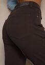 Ciemnobrązowe Jeansy Mom Fit Regular Waist o Casualowym Kroju Firvila