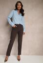 Ciemnobrązowe Jeansy Mom Fit Regular Waist o Casualowym Kroju Firvila
