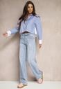 Jasnoniebieskie Jeansy High Waist o Szerokim Kroju Deladriel