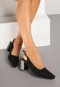 Czarne Sandały na Słupku Typu Slingback z Ażurową Cholewką Morivira