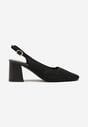 Czarne Sandały na Słupku Typu Slingback z Ażurową Cholewką Morivira