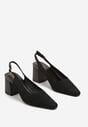 Czarne Sandały na Słupku Typu Slingback z Ażurową Cholewką Morivira