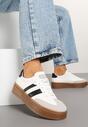 Biało-Czarne Sneakersy Tenisówki Ozdobione Paskami Sovresia