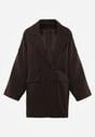 Brązowa Oversizowa Marynarka z Klapami i Dwurzędowym Zapięciem Sinthelis