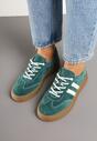 Ciemnozielone Sneakersy Klasyczne Tenisówki ze Skóry Naturalnej Alotia