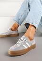 Szare Sneakersy Klasyczne Tenisówki ze Skóry Naturalnej Alotia