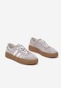 Szare Sneakersy Klasyczne Tenisówki ze Skóry Naturalnej Alotia