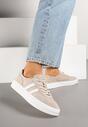 Beżowe Sneakersy Tenisówki ze Skóry Naturalnej na Niskiej Platformie Eleadria