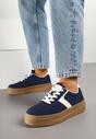 Granatowe Sneakersy na Grubej Podeszwie w Stylu Kultowych Tenisówek Hanelith