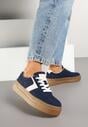 Granatowe Sneakersy na Grubej Podeszwie w Stylu Kultowych Tenisówek Hanelith