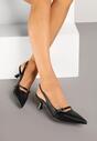 Czarne Sandały na Kaczuszce Slingback z Paskiem i Klamrą Elearela